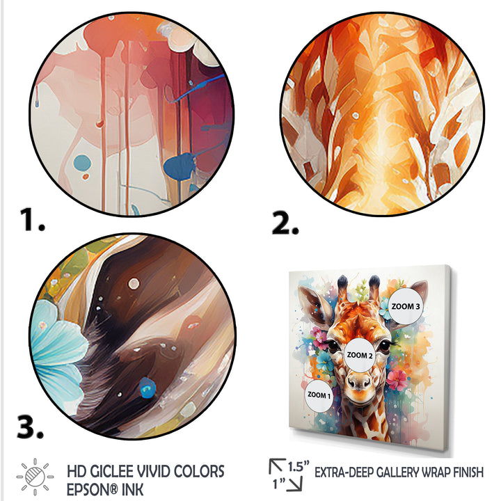 Colorful floral Giraffe Portrait - Giraffe Wall Art Prints