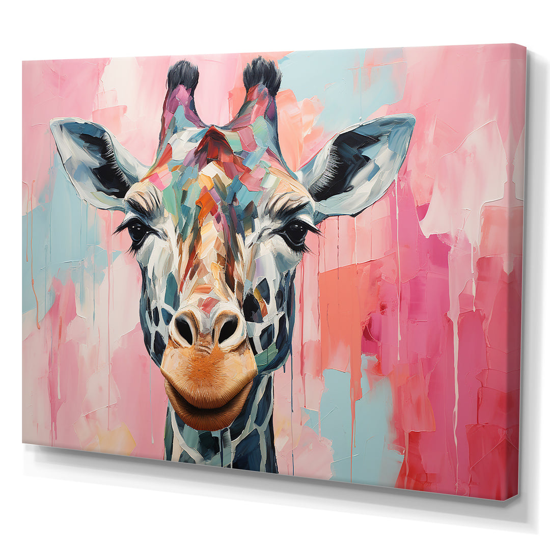 Brown and pink Giraffe Portrait - Giraffe Wall Art Prints