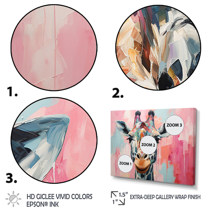 Brown and pink Giraffe Portrait - Giraffe Wall Art Prints