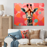 Pink and orange Giraffe Portrait - Pink Giraffe Wall Art