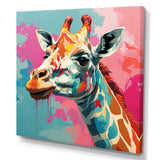 Pink and green Giraffe Portrait - Pink Giraffe Wall Art