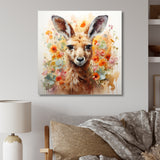Colorful Kangaroo blooms portrait - Kangaroo Framed Canvas Art