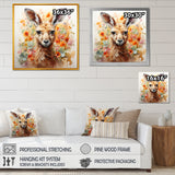 Colorful Kangaroo blooms portrait - Kangaroo Framed Canvas Art