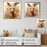 Colorful Kangaroo blooms portrait - Kangaroo Framed Canvas Art
