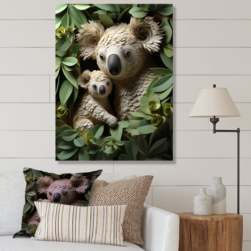 Cuddly koala family - Koala Large Canvas Wall Art