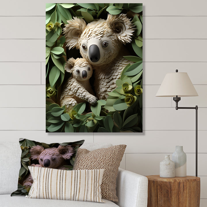 Cuddly koala family - Koala Large Canvas Wall Art