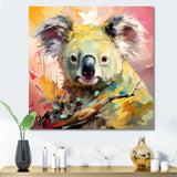 Floral yellow and pink Koala - Koala Canvas Wall Art
