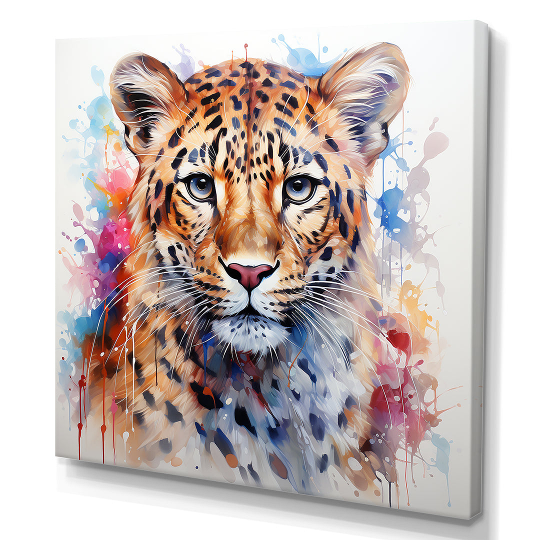 Watercolor Leopard elegance portrait - Multi-Color Leopard Wall Art