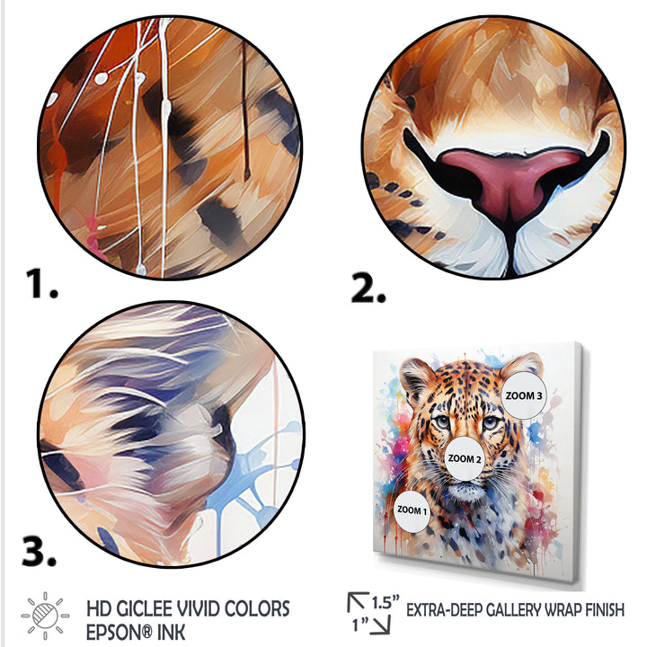 Watercolor Leopard elegance portrait - Multi-Color Leopard Wall Art