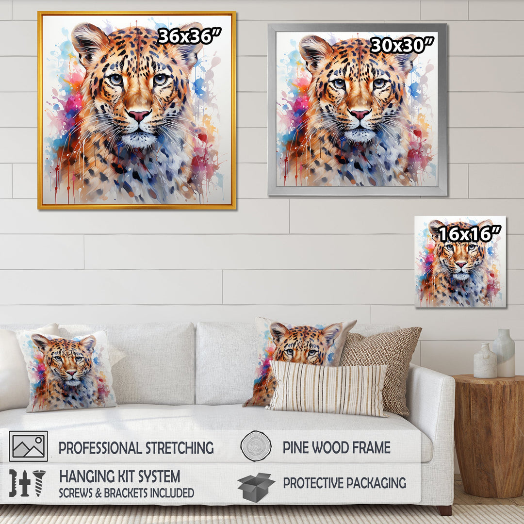 Watercolor Leopard elegance portrait - Multi-Color Leopard Wall Art