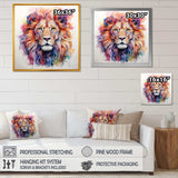 Colorful Royal Lion portrait - Animals Canvas Wall Art