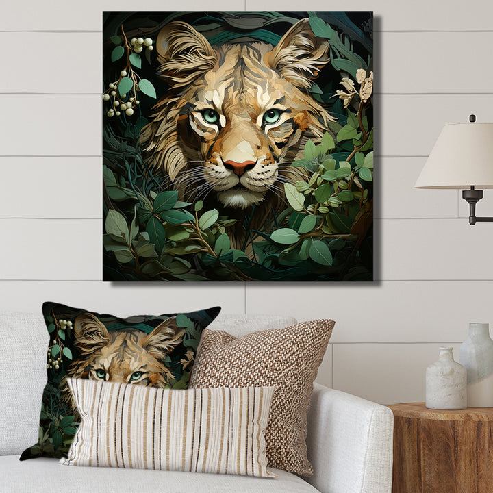 Lion in the green foliage portrait - Lion Wall Art Prints