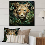Lion in the green foliage portrait - Lion Wall Art Prints