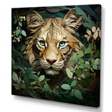 Lion in the green foliage portrait - Lion Wall Art Prints