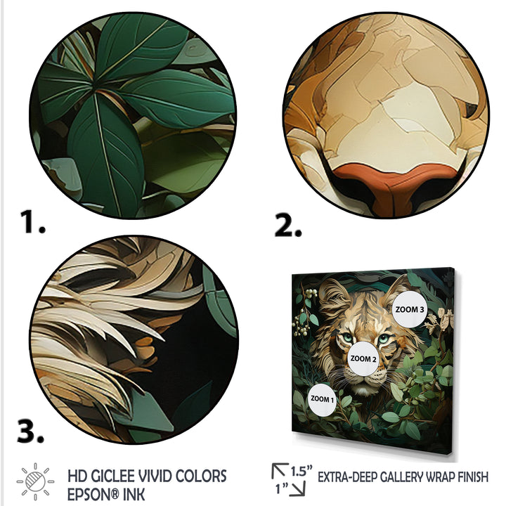 Lion in the green foliage portrait - Lion Wall Art Prints