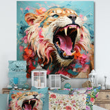 Brown and pink Lion roar - Pink Lion Wall Art