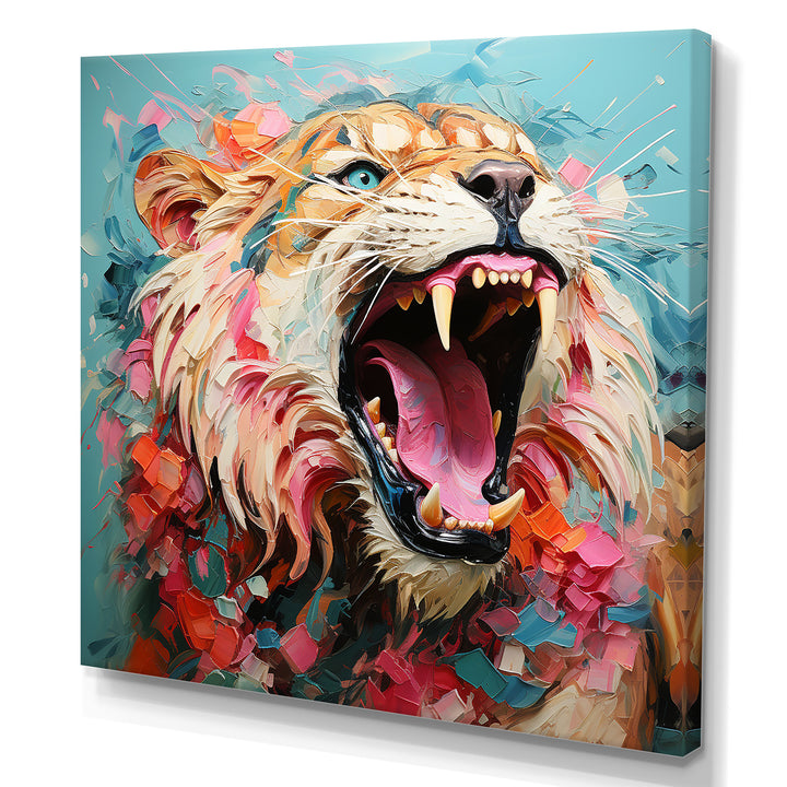Brown and pink Lion roar - Pink Lion Wall Art