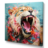 Brown and pink Lion roar - Pink Lion Wall Art