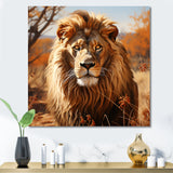 lion in an open savannah - Lion Home Decor Art