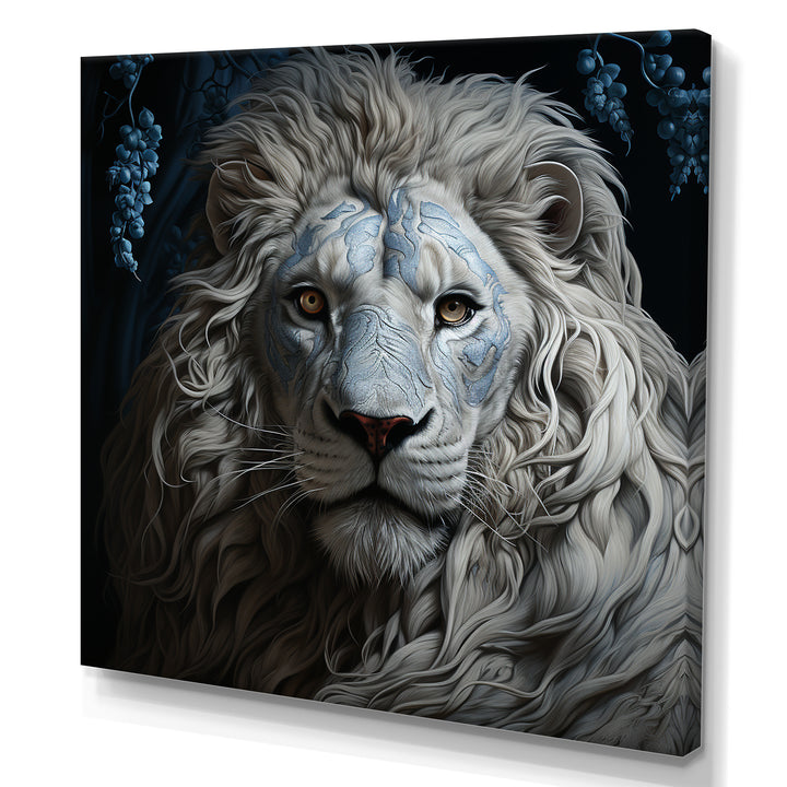 Grey Luminescent Lion - Lion Living Room Wall Art
