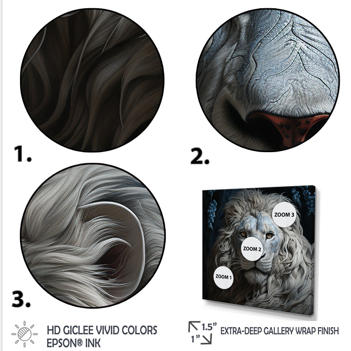 Grey Luminescent Lion - Lion Living Room Wall Art