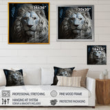 Grey Luminescent Lion - Lion Living Room Wall Art