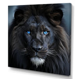 Midnight black and blue lion - Lion Canvas Wall Art