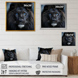 Midnight black and blue lion - Lion Canvas Wall Art