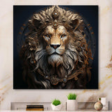 Crowned Lion in Majesty portrait I - Animals Canvas Wall Art