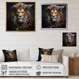 Crowned Lion in Majesty portrait I - Animals Canvas Wall Art