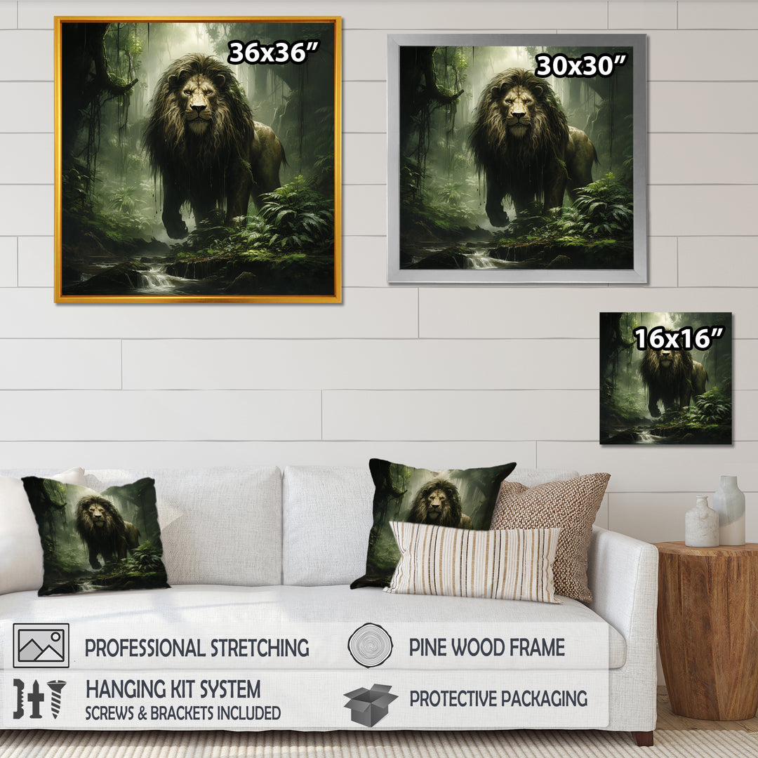 Brown and green Jungle lion Monarch - Lion Wall Art Prints