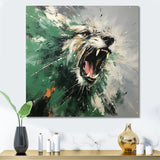 Grey and Green Roaring Lion Charm - Brown Lion Wall Art