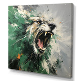 Grey and Green Roaring Lion Charm - Brown Lion Wall Art