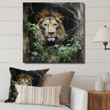Grey and Green Lion in Jungle - Brown Lion Wall Art