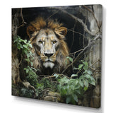 Grey and Green Lion in Jungle - Brown Lion Wall Art