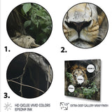 Grey and Green Lion in Jungle - Brown Lion Wall Art