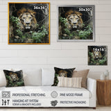 Grey and Green Lion in Jungle - Brown Lion Wall Art