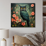 Emerald Owl Matisse Style in Green and Pink - Owl Wall Art Prints