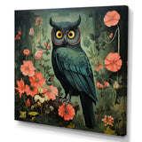 Emerald Owl Matisse Style in Green and Pink - Owl Wall Art Prints