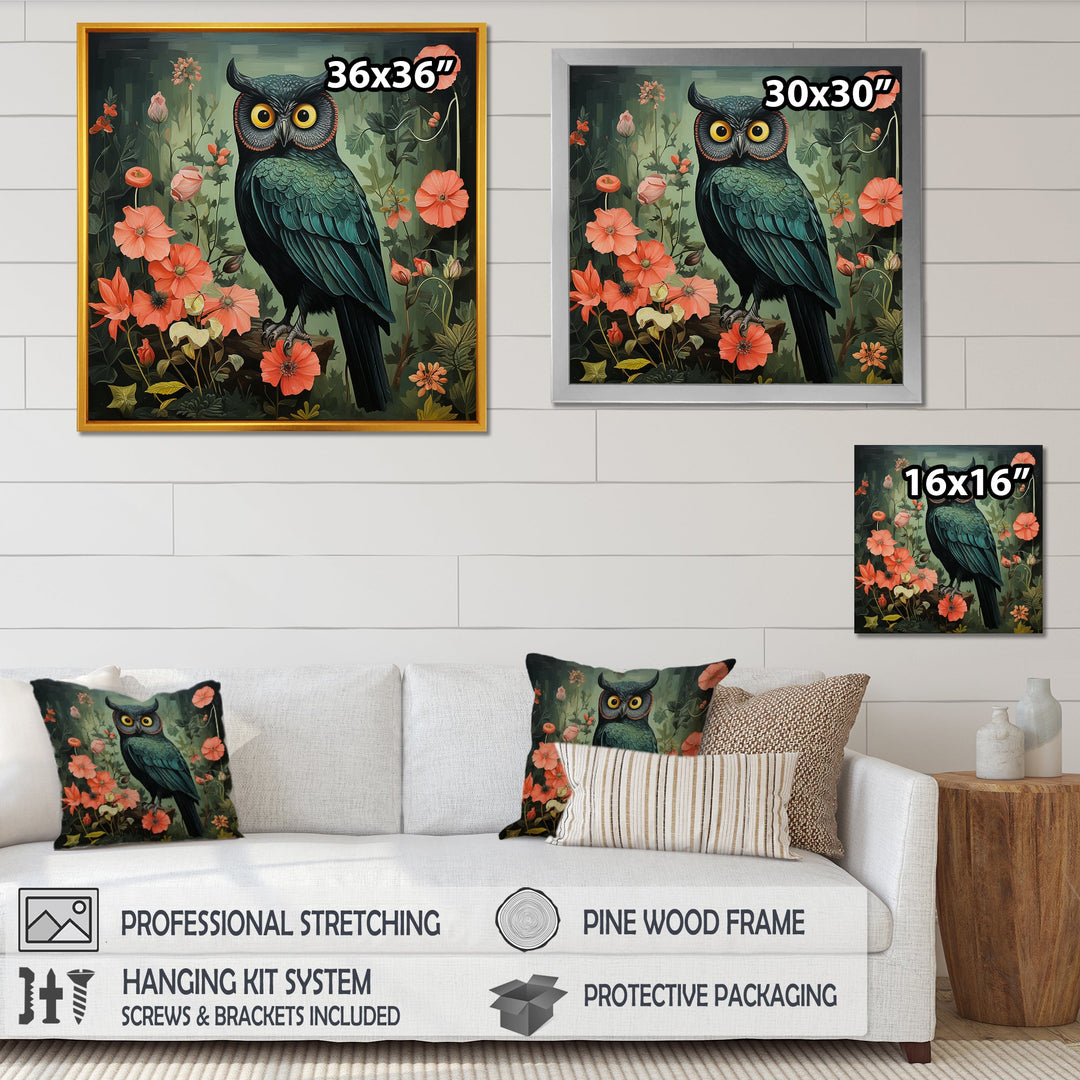 Emerald Owl Matisse Style in Green and Pink - Owl Wall Art Prints