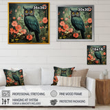 Emerald Owl Matisse Style in Green and Pink - Owl Wall Art Prints
