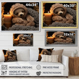 Brown Sloth Serenity sleep - Sloth Framed Canvas Art