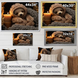 Brown Sloth Serenity sleep - Sloth Framed Canvas Art