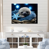White and blue Sloth Serenity sleep - Sloth Home Decor Art