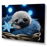 White and blue Sloth Serenity sleep - Sloth Home Decor Art