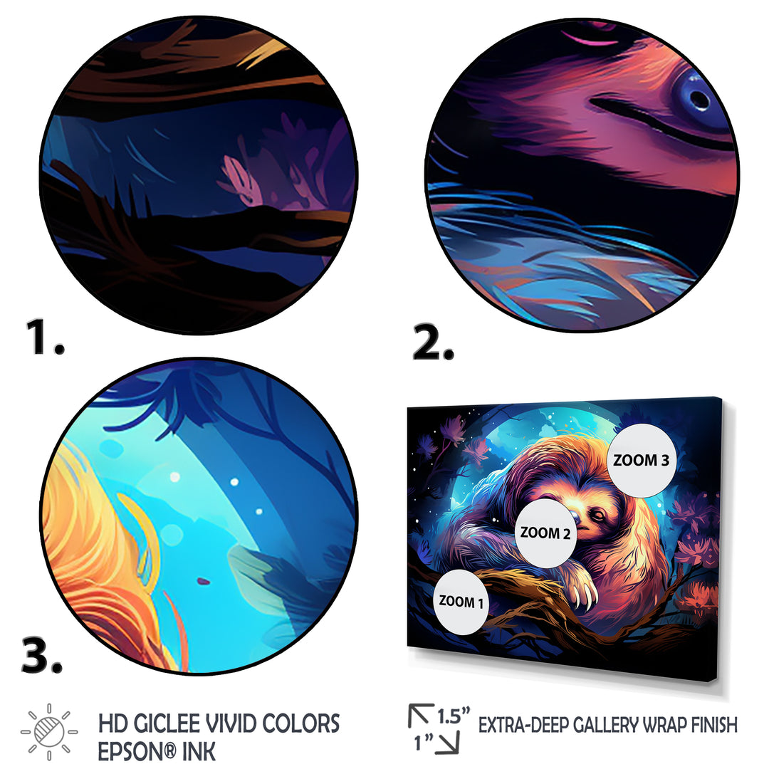 Blue and purple Sloth Serenity sleep - Sloth Living Room Wall Art