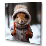 Squirrel with Hat in snow - Squirrel Canvas Wall Art
