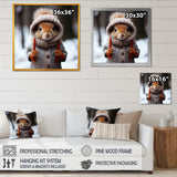 Squirrel with Hat in snow - Squirrel Canvas Wall Art