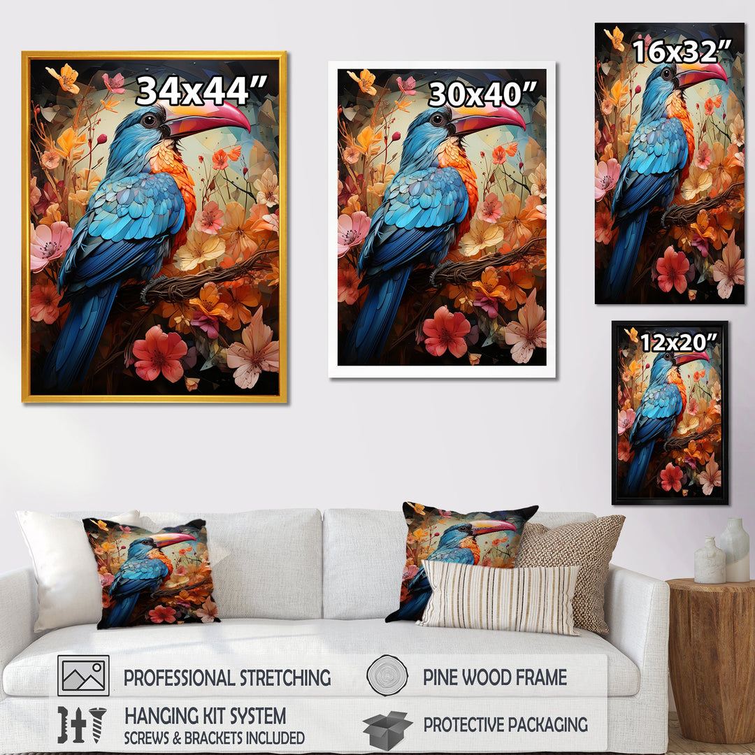 Blue and orange Toucan Treasures - Blue Toucan Wall Art