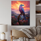 Pink and yellow Tropical Toucan jungle sunset - Toucan Framed Canvas Art